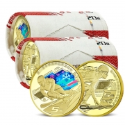 东方收藏 冬奥会纪念币 中国2022年北京冬季奥运会5元纪念币 首枚彩色硬币 对卷40枚